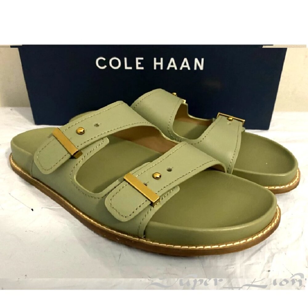 NEW Cole Haan Women's Marisol Footbed Oil Green Leather Sandals - Picture 5 of 8